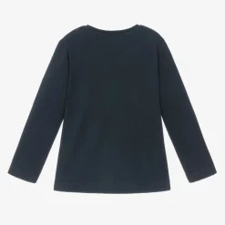 Girls Navy Blue Cotton Outfit Print Top
