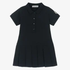Girls Navy Blue Cotton Piqué Polo Dress