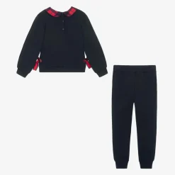 Girls Navy Blue Cotton Teddy Tracksuit