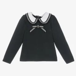 Girls Navy Blue Cotton Top