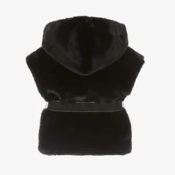 Girls Navy Blue Faux Fur Hooded Gilet