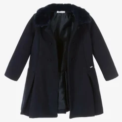 Girls Navy Blue Felted Coat