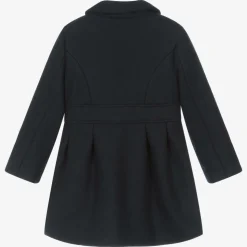 Girls Navy Blue Felted Coat