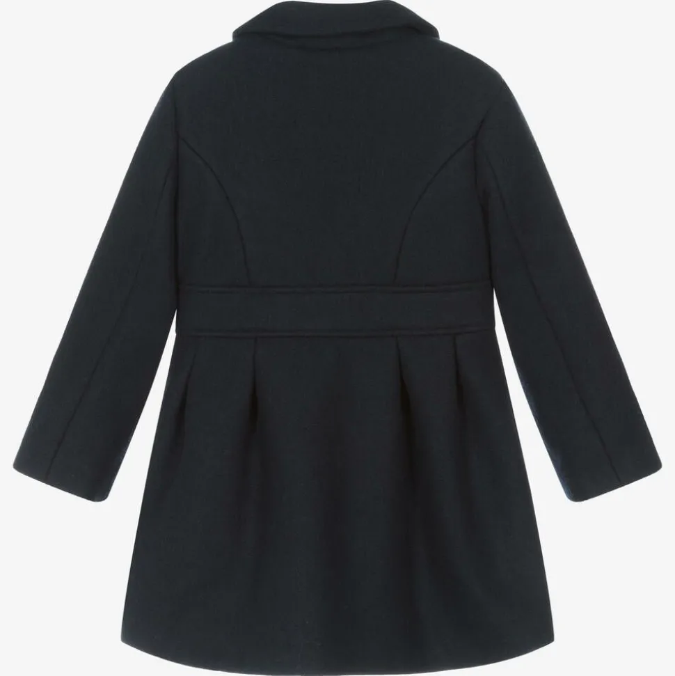 Girls Navy Blue Felted Coat