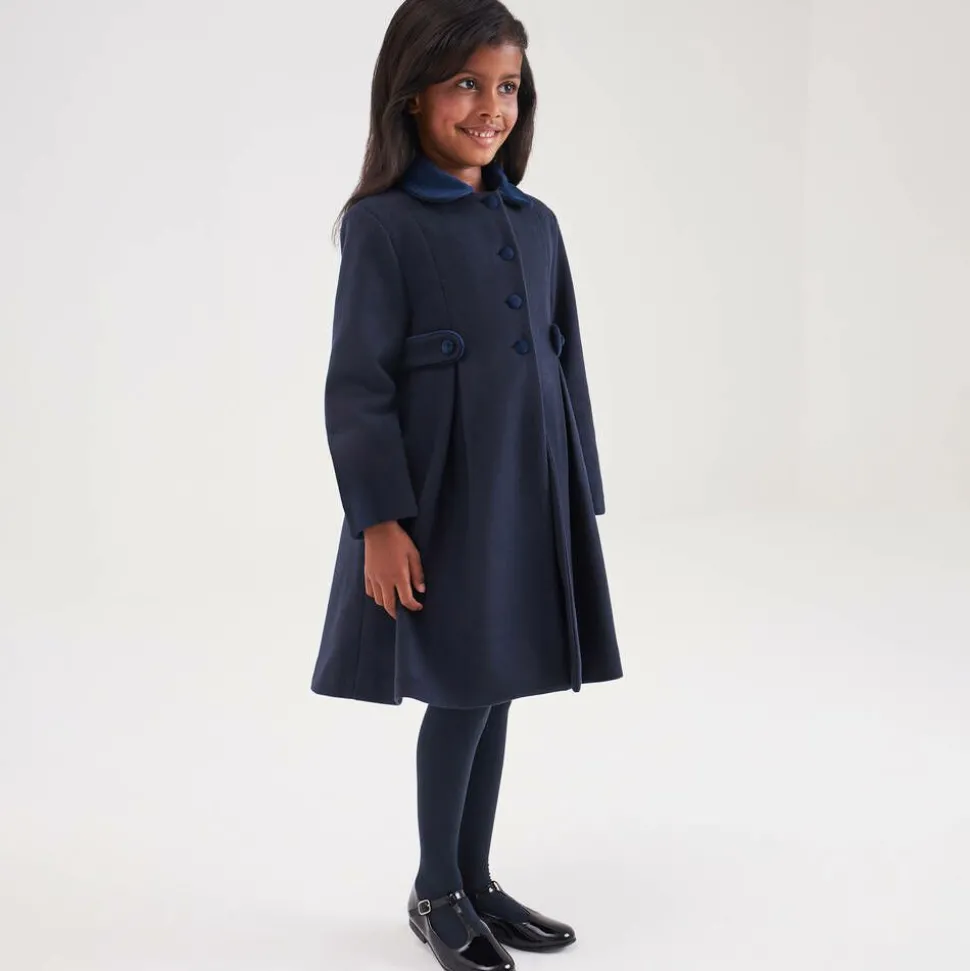 Girls Navy Blue Felted Coat