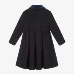 Girls Navy Blue Felted Coat
