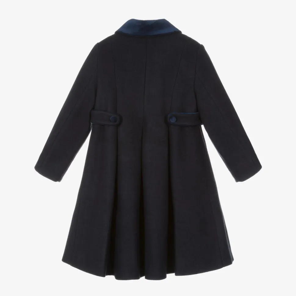 Girls Navy Blue Felted Coat