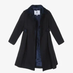 Girls Navy Blue Felted Coat