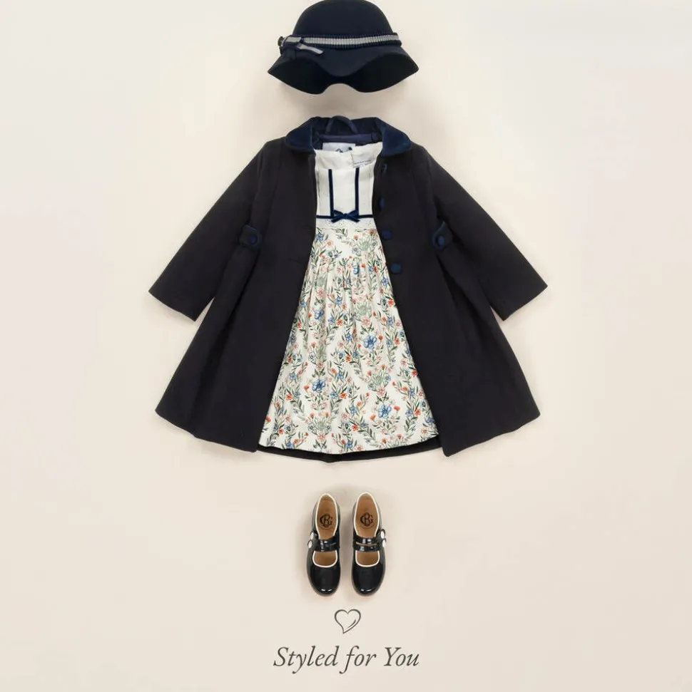 Girls Navy Blue Felted Coat