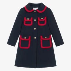 Girls Navy Blue Felted Coat
