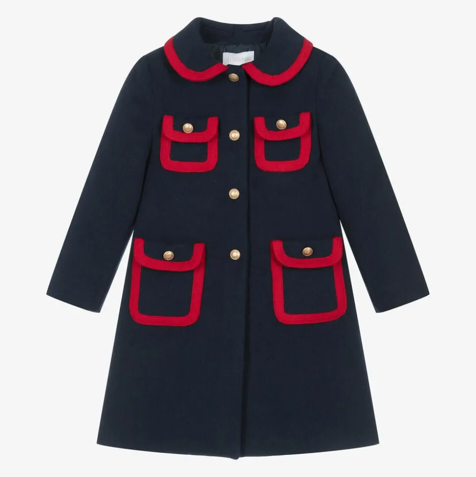 Girls Navy Blue Felted Coat
