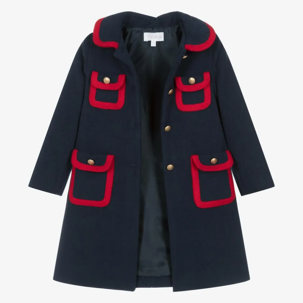 Girls Navy Blue Felted Coat