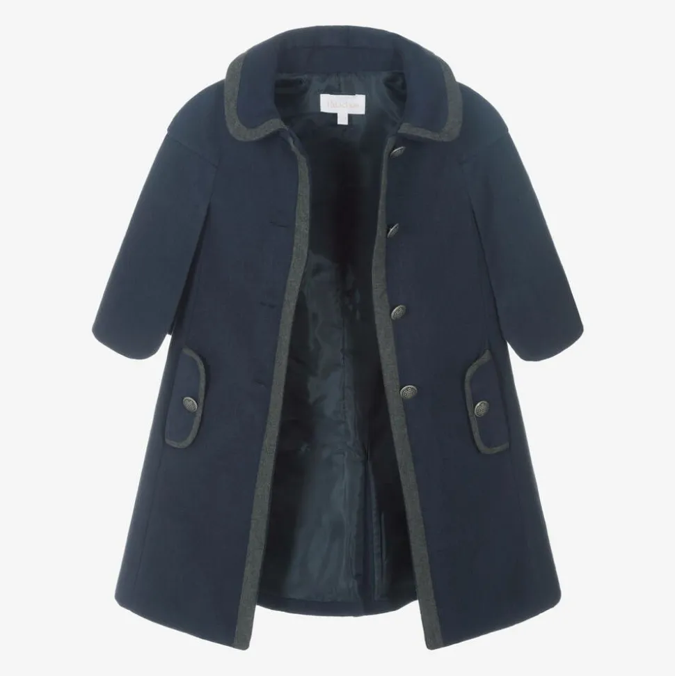 Girls Navy Blue Felted Coat