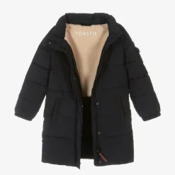 Girls Navy Blue Hooded Parka Coat