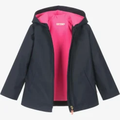 Girls Navy Blue Hooded Raincoat