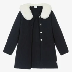 Girls Navy Blue Knitted Coat