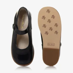 Girls Navy Blue Leather Pumps