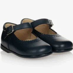 Girls Navy Blue Leather Shoes