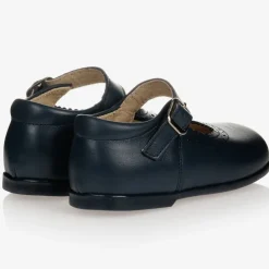 Girls Navy Blue Leather Shoes