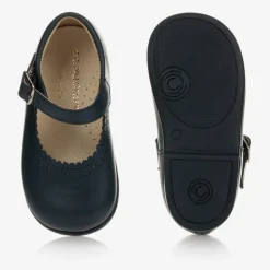 Girls Navy Blue Leather Shoes