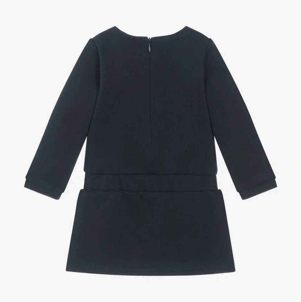 Girls Navy Blue Organic Cotton Dress