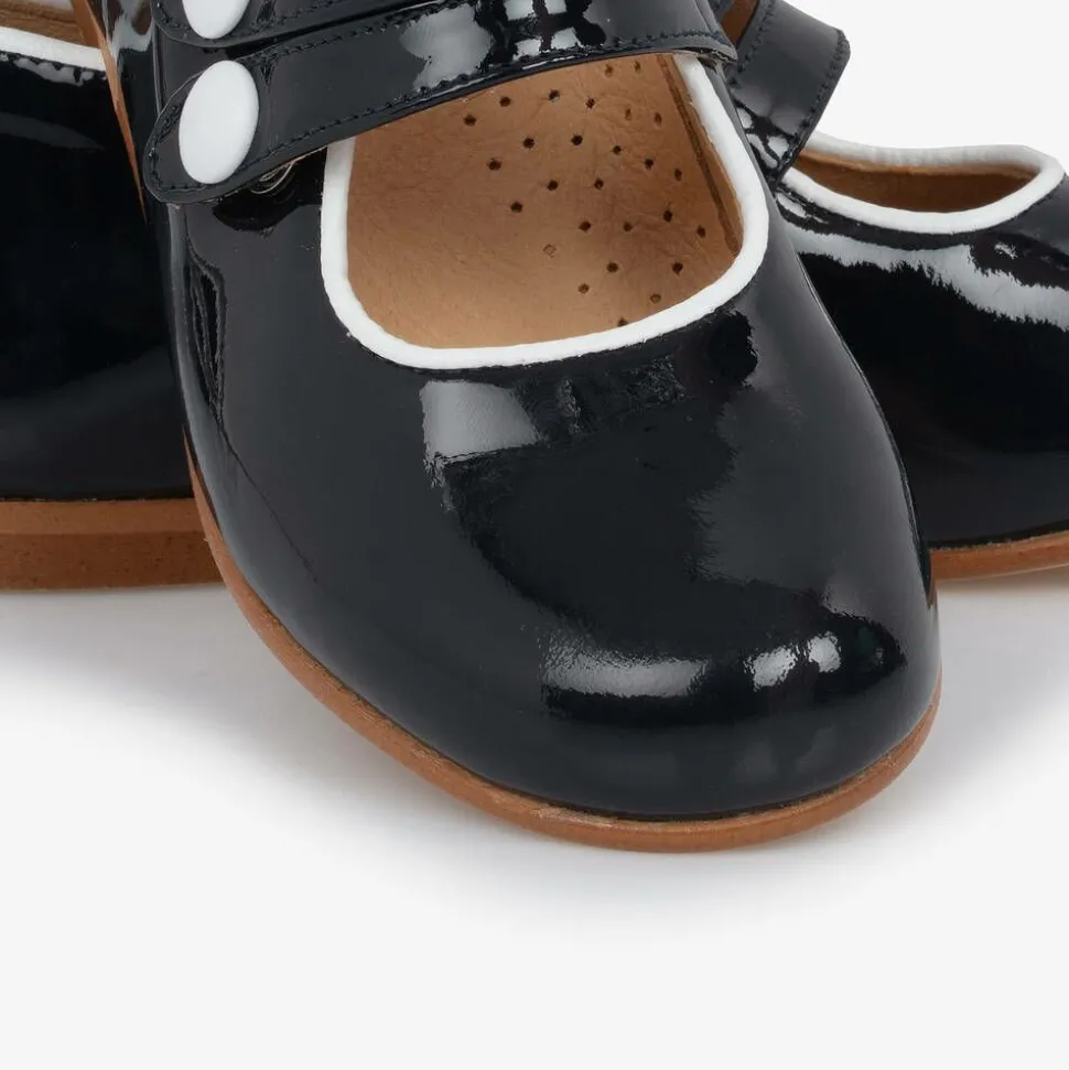 Girls Navy Blue Patent Leather Shoes