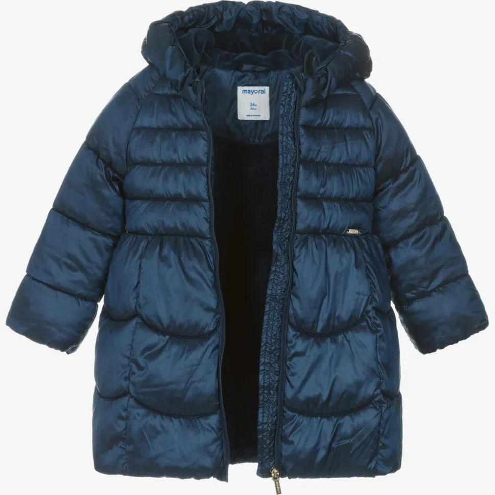 Girls Navy Blue Puffer Coat