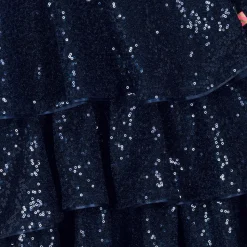 Girls Navy Blue Sequin Flounced Dress