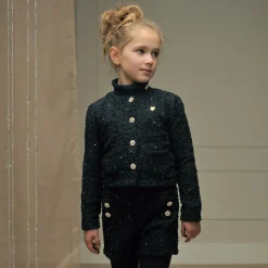 Girls Navy Blue Sequinned Shorts