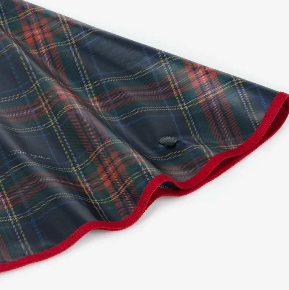 Girls Navy Blue Tartan Rain Cape