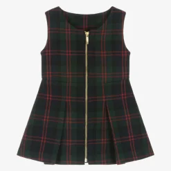 Girls Navy Blue Tartan Wool Dress