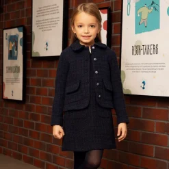 Girls Navy Blue Tweed Blazer