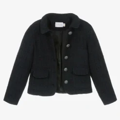 Girls Navy Blue Tweed Blazer