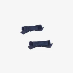 Girls Navy Blue Velvet Bow Hair Clips (2 Pack)