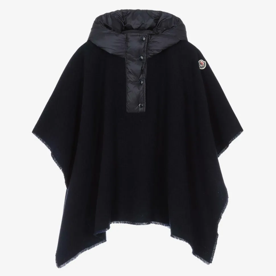 Girls Navy Blue Wool & Down Cape