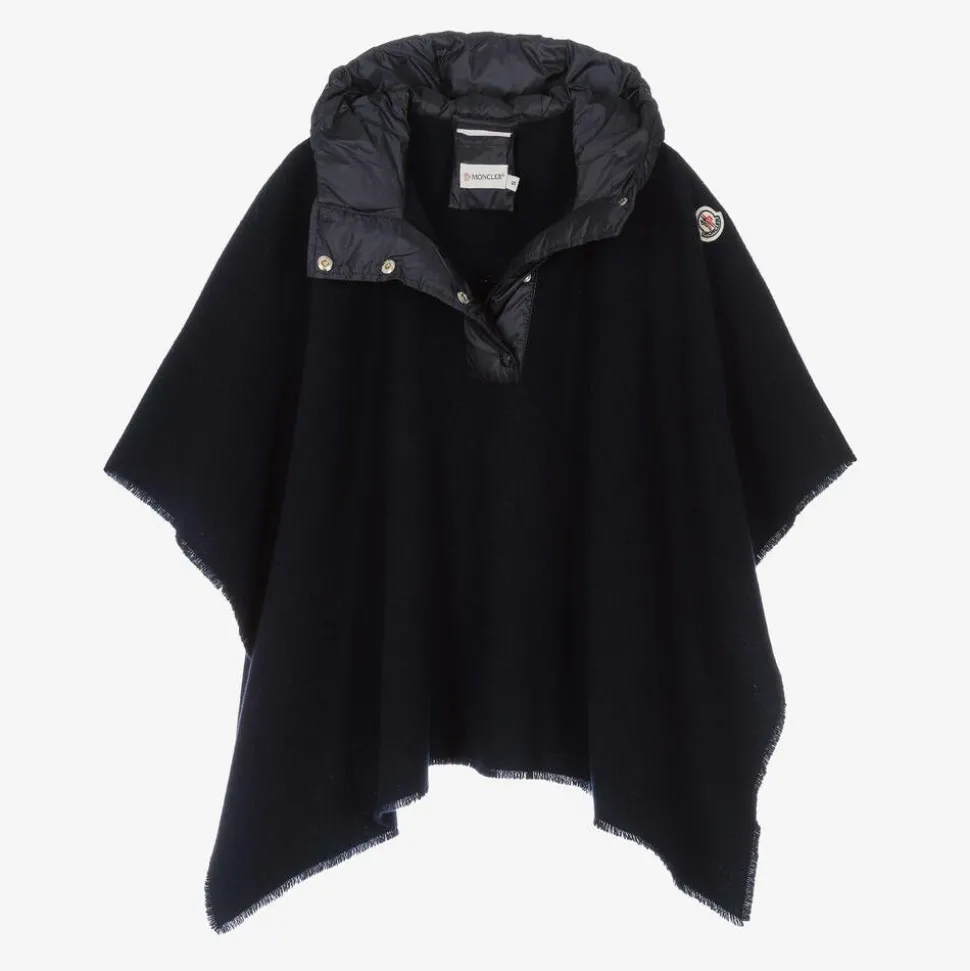 Girls Navy Blue Wool & Down Cape