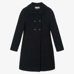 Girls Navy Blue Wool Coat