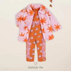 Girls Orange Cotton Cosmic Star Sweatshirt