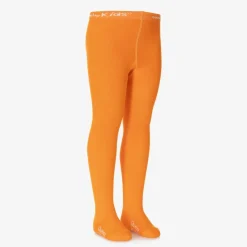 Girls Orange Cotton Knitted Tights