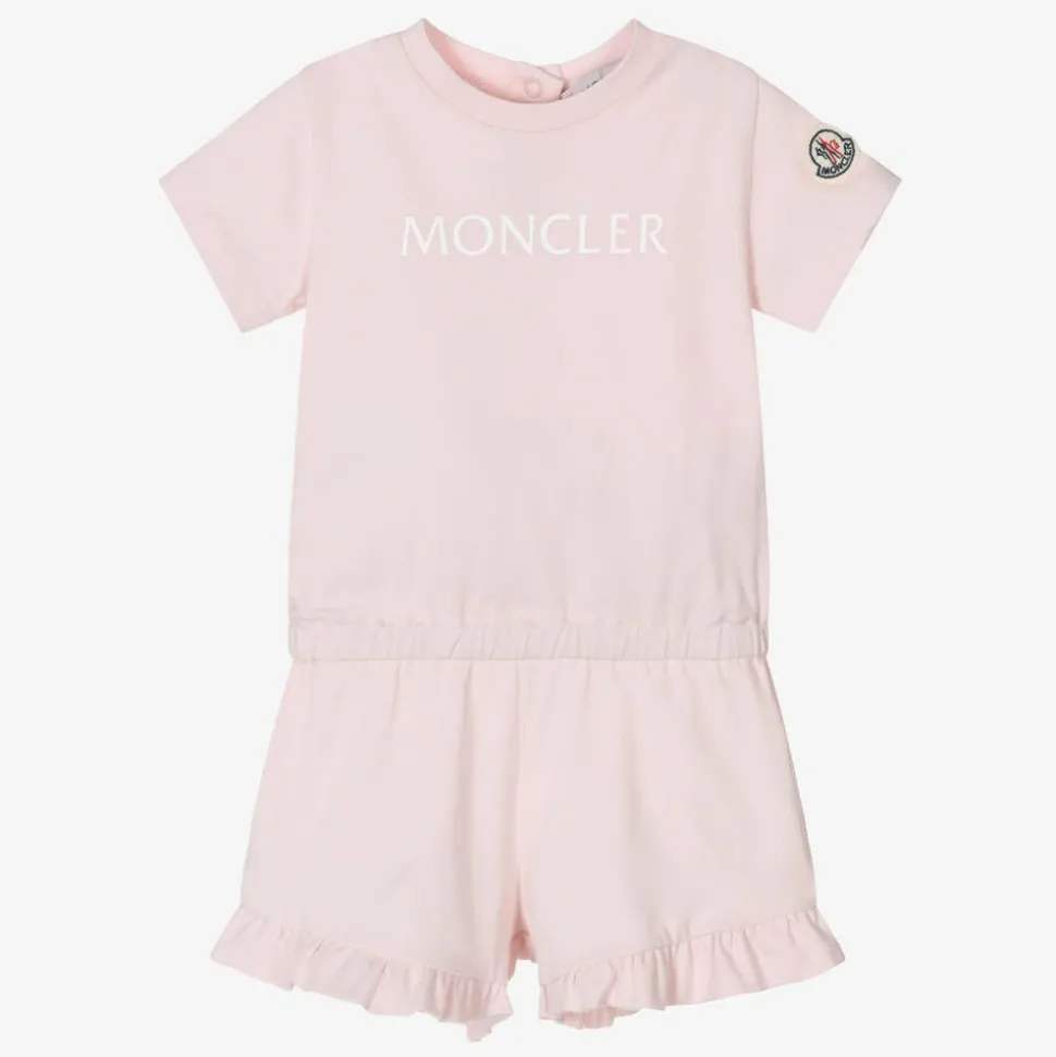 Girls Pale Pink Cotton Playsuit