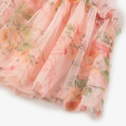 Girls Pale Pink Floral Dress