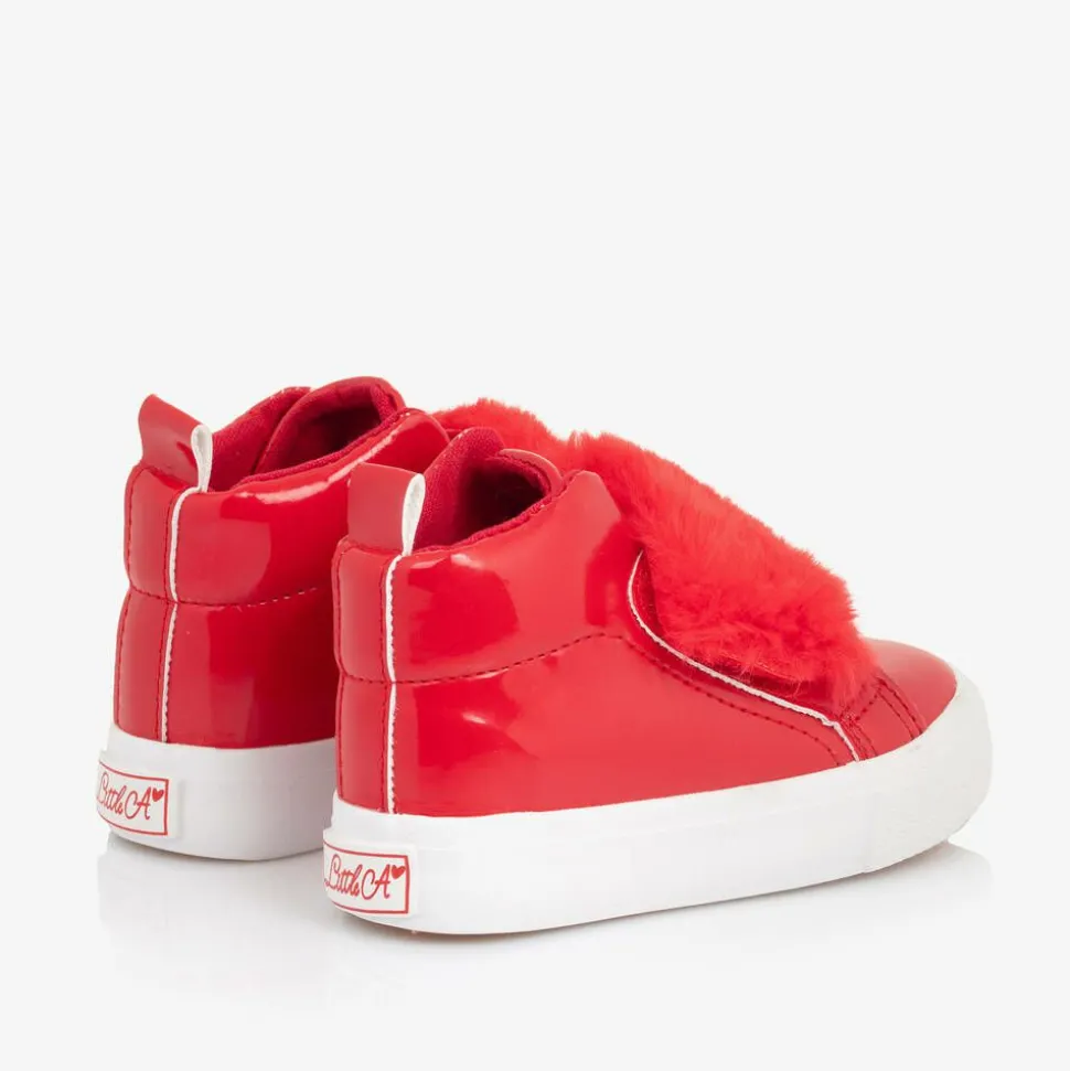 Girls Patent Red High Top Trainers