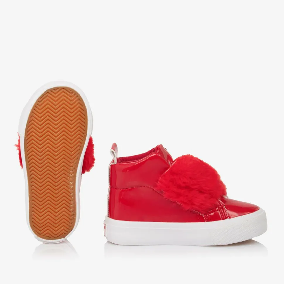 Girls Patent Red High Top Trainers