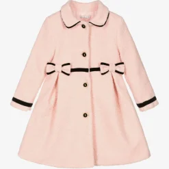 Girls Pink & Black Bouclé Coat