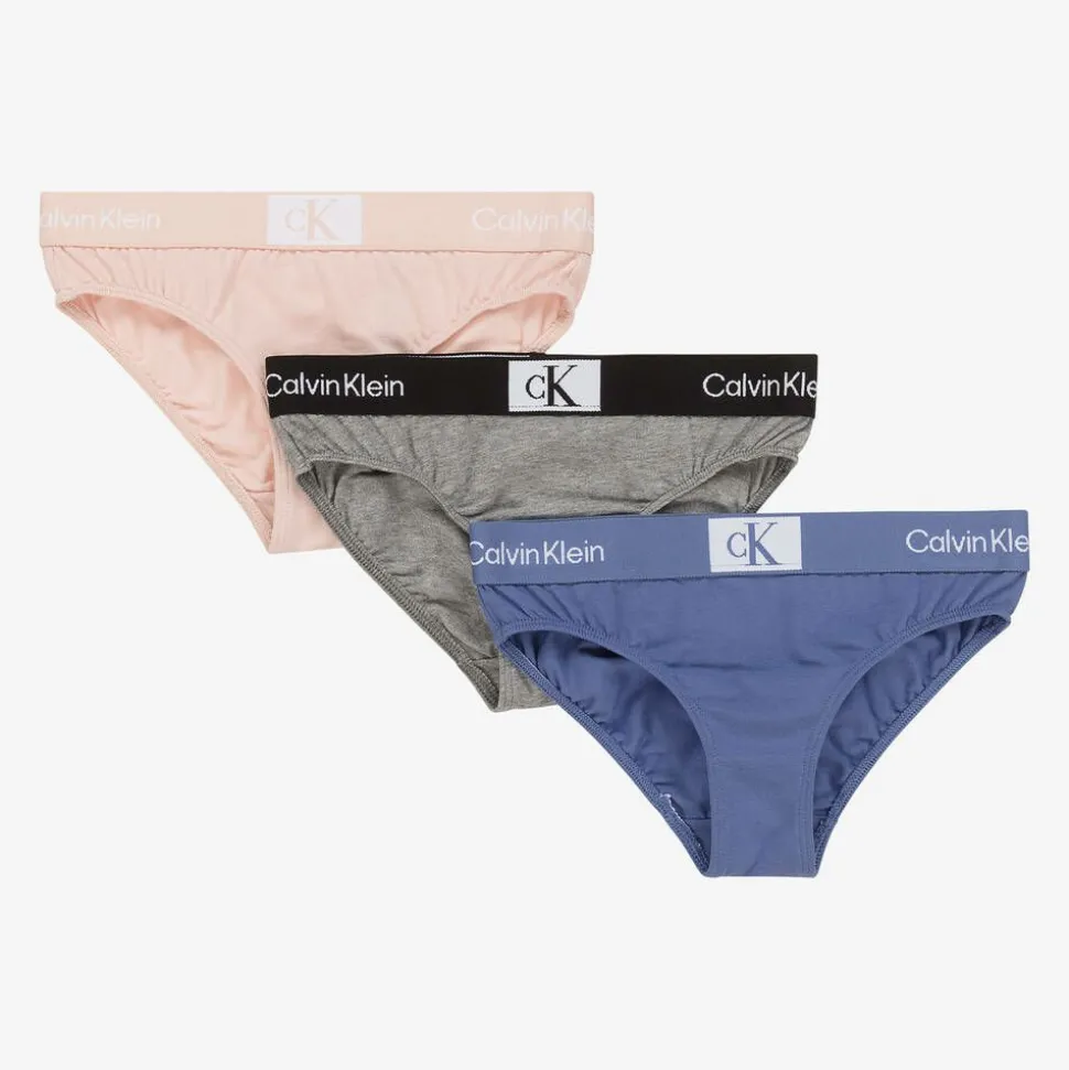 Girls Pink & Blue Cotton Knickers (3 Pack)