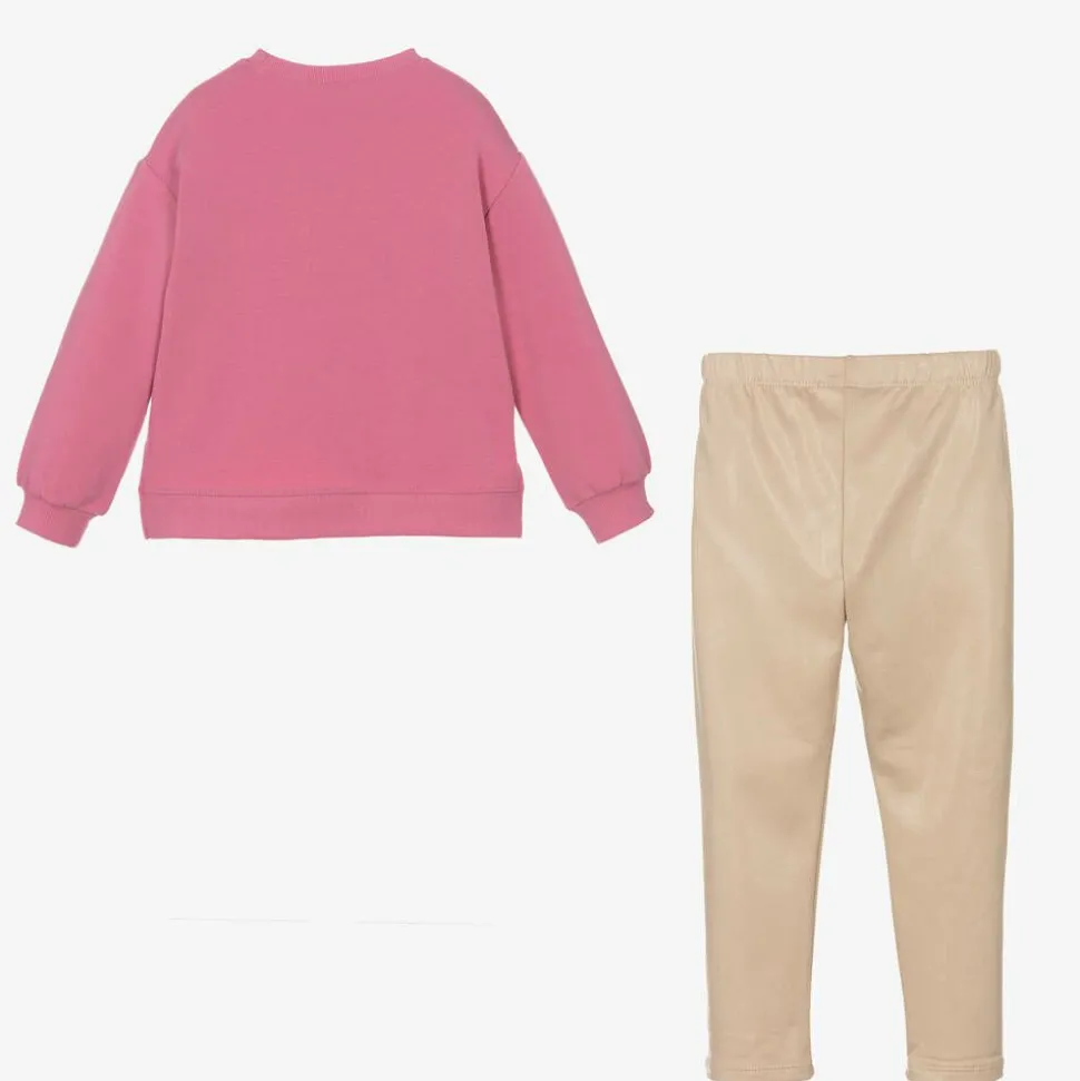 Girls Pink & Gold Leggings Set