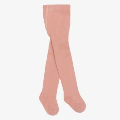 Girls Pink & Gold Spot Cotton Tights