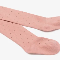 Girls Pink & Gold Spot Cotton Tights