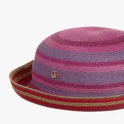Girls Pink & Gold Stripe GG Hat
