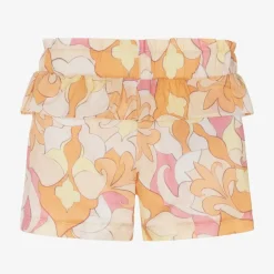 Girls Pink & Orange Cotton Shorts